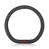 Ergocar D-Form Auto Lenkradbezug Rutschfester Auto Sport Lenkradschutz Mikrofaser Wildleder Winter Warm für D-Form Lenkrad Durchmesser 38cm (15 ") (Schwarz Rot)