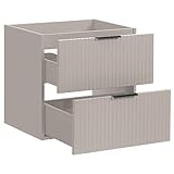 Lomadox Badezimmermöbel Waschtisch-Unterschrank 60cm Kaschmir beige mit gerilllter Front Waschbeckenschrank mit 2 Softclose-Auszügen, B/H/T ca. 60/57/46 cm