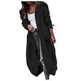 Generisch Trenchcoat Damen Lang - Übergangsjacke Damen Mit Kapuze Herbst Mantel Einfarbig Lässig Windjacke Langärmelig Revers Windbreaker Leicht Große Größen Herbstmantle Y2K Freizeitjacke