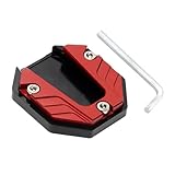 JNNJ Motorrad Ständerverlängerung, Motorrad Seitenständer Kickständer Seitenständervergrößerungsplatte CNC Aluminium Pad, Verschleißfest Motorradzubehör(Rot)