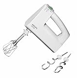 KRUPS 3MIX 7000 Handmixer, 500W, ergonomischer Griff des Mixers, stufenloser Geschwindigkeitsregler + Turbo- & Auswurftaste, Schneebesen & Knethacken aus Edelstahl, bis zu 1kg Brotteig, weiß, F6081