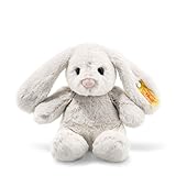 Steiff Hoppie Hase 18 cm hellgrau, Plüschtier Hase mit Schlappohren, Soft Cuddly Friends, flauschiges Stofftier zum Kuscheln und Spielen, Kuscheltier für Mädchen und Jungen, waschmaschinenfest