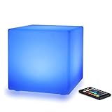 Mr.Go 8" LED Nachtlicht Würfel Licht Stimmunglampe mit Fernbedienung, Dimmbare Helligkeit, 16 Warmes Licht, RGB Farbwechsel fur Haus Terrasse Partei Akzent Ambient