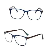 CALLARON Unisex Metallbrillenfassung Retro Vintage Kleines Quadratisches Klares Glasgestell Blau Leichte Stabile Lesebrille Modisches Design Bequemer Nasensteg