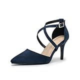 Hoefirm Damen Pumps High Heels Sexy Riemchenpumps Elegante Schuhe mit Absatz Stiletto Spangenpumps Schuhe Sommer Pumps Wildleder Blau 39