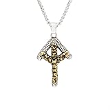 Wikinger Anhänger mit Runensymbol Algiz – Edelstahl Anhängerkette, 4,5 x 3 cm + 60 cm Halskette | Schutz Zuversicht Lebenskraft