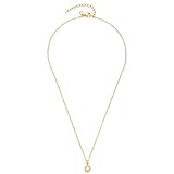 JEWELS BY LEONARDO Halskette Isa • feine Anker-Kette aus goldfarbenem Edelstahl • Anhänger mit pinkem Glas-Stein • 42-47 cm Länge • Schmuck Geschenk Damen • 022876