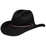 Stetson Oklahoma Western Wollhut Westernhut Cowboyhut Wollfilzhut Filzhut Herren - mit Lederband Herbst-Winter Herbst Winter - XXL (62-63 cm) schwarz