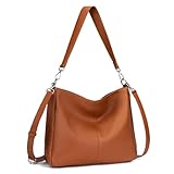 befen Damen Handtasche Echtleder Henkeltasche Shopper Tasche, Weiches Hobo Umhängetasche Schultertasche Frauen Mittelgroße mit 2 Schultergurten - Einfache Klassische Elegante, Braun