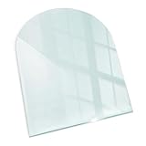 Funkenschutz Kaminofen Glasplatte Kaminplatte Kaminglas Ofenglas gehärtetem Glas 80x70cm Halbrund Premium Hitzeschutz für Kamin Funken- und Kratzfest Design Bodenplatte Elegante Klarglas