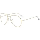 Musivon Brille Ohne Stärke Damen Herren - Retro Pilotenbrille 80er Fakebrillen