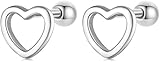 Ohrstecker Herz Damen, Ohrringe Stecker Silber 925 Sterling Silber Mit Schraubverschluss, Titan Helix Piercings Ohr Silberohrringe Silberne Ohrringe Modeschmuck Geschenke für Teenager Mädchen