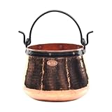 CopperGarden Kupferkessel 10 L mit Henkel I Robuster Kessel aus blankem Kupfer: Ideale Wärmeleitung & -verteilung I Lebensmittelechter Feuerkessel für Gulasch/Feuerzangenbowle uvm.