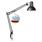MAUL Schreibtischlampe MAULstudy | Verstellbare Klemmlampe mit Gelenkarm für Büro und Schreibtisch | Elegante Tischlampe aus Metall | Lampe exklusive LED-Leuchtmittel | Schwarz