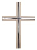 Anzmann Wandkreuz aus AHORNHOLZ mit SILBERAUFLAGE, 30 cm hoch, schlichtes HOLZKREUZ mit Aufhängung, Handarbeit in KIRCHENQUALITÄT von MaMeMi