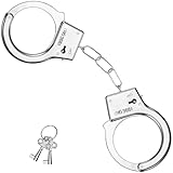 Hatstar Polizei Handschellen Metall - Police Handcuffs mit 2 Schlüssel, Polizei Zubehör, Sträfling Kostüm Accessoires, Verbrecher Motto Party, Halloween Karneval und Fasching