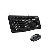 Logitech MK120 Kabelgebundenes Set mit Tastatur und Maus für Windows, Kabelgebundene optische Maus, Tastatur in Standardgröße, USB Plug & Play, PC, Laptop, Deutsches QWERTZ-Layout - Schwarz