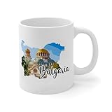 Bulgarien-Tasse, 325 ml, europäische Gebäude, buntes Stadtbild, niedliche Kaffeetassen, Geburtstagsgeschenk, für Mutter, Frauen, Keramik, Weiß