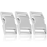 Ganzoo Klickverschluss Metall 1' Zoll, 25mm Schlitzmaß, 3 Stück, Klippverschluss, Steckschließer, Steckverschluss Paracord-Armbänder, Hunde-Halsbänder, Rucksack, Farbe: silber Farbe: silber glanz