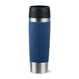 Emsa N20221 Travel Mug Classic Isolierbecher 0,5 Liter, neuer Komfort-Schraubverschluss, Edelstahl, 6h heiß und 12h kalt, 100% dicht, spülmaschinenfest, 360°-Trinköffnung, Dunkelblau