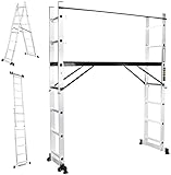 ????????? Aluminium Leiter & Gerüst CF-103A - ? ????? ???????? - 4 in 1 - 6 - 7 Sprossen - bis 3.7 M Lang - Multigerüst - Alu Baugerüst - Arbeitsbühne (7 Sprossen)