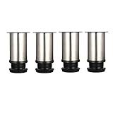 Drenky 4 Stück Möbelfüße Metall Tischbeine Metall 8cm Rund Edelstahl Gebürstet möbelfüße verstellbar Tischbeine Höhenverstellbar Gesamthöhe 80mm-95mm Kommen Mit Edelstahlschrauben für Möbel Projektekt