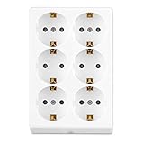 REV 0512387555 Steckdosenleiste, Mehrfachsteckdose ohne Kabel 6fach, max. 3500W, Weiss Rechteckig