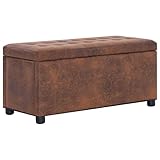 vidaXL Ottoman mit Stauraum Sitzhocker Sitzwürfel Sitzbank Aufbewahrungsbox Hocker Truhenbank Sitztruhe Truhe Sitzbox 87,5cm Braun Wildleder-Optik