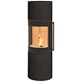 H&M MONO 3.0 L runder Kamin-Ofen in Stahl Schwarz moderne 160° Sichtscheibe Reeling-Griff Holz-Fach mit separater Tür 7kw 149,8cm Höhe innovatives Design