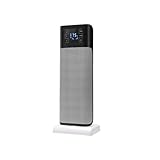 Digitaler Heizlüfter Turm mit verstellbarem Thermostat – Oszillierender Elektroofen mit Touch-Bedienfeld aus Terrakotta, 17 x 22 x 58 cm, Grau und Schwarz