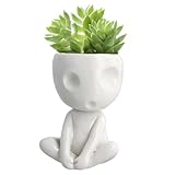 Fodlon Nachtleuchtender Blumentopf - Keramik-Übertopf mit entzückendem Gesicht für Sukkulenten und Kaktusse - Dekoration für Haus und Büro