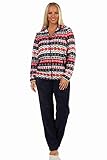 NORMANN-Wäschefabrik Toller Damen Hausanzug aus Coralfleece in wunderschöner winterlichen Optik - 202 216 959, Farbe:rot, Größe:44/46