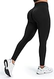 JOYSPELS Sport Leggings Damen Scrunch Butt, Sporthose Damen Lang Blickdicht Po Push Up Gym Seamless Leggins Tights Booty Lifting Laufhose Neu Schwarz XS