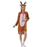 Generisch Weihnachten Rentier Frauen Kostüm Hirsch Kleid Fawn Tier Party Kleid (Coffee, M)