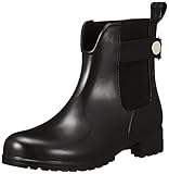 Tommy Hilfiger Damen Knöchelhoher Regenstiefel mit Metalldetails Gummistiefel, Schwarz, 38 EU