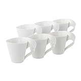 Villeroy & Boch 10-2525-1300 NewWave Kaffeetasse Premium Geschwungener Form, 0,2 L, Porzellan, Weiß, 32 x 21.5 x 9.5 cm, 6 Einheiten