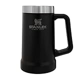 Stanley Adventure Vacuum Stein 709 ml - Thermobecher Mit Henkel Hält Bier Für 7 Stunden Kalt - Vintage-Inspirierte Thermo Bierkrug - Spülmaschinenfest - Matte Black