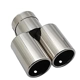 Edelstahl Auspuffblende Auto Styling Auspuff Schwanz Throat Rohr Spitze Flache Universal Gerade Edelstahl Multi-größe Dual Outlet Auspuff Endrohr(Silver 67MM)