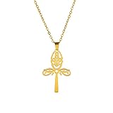 EUEAVAN Ägyptisches Ankh Kreuz Auge des Horus Skarabäus Anhänger Halskette Glücksamulett Schlüssel des Lebens Ankh Kreuz Ägyptischer Schutzschmuck Religiöser Schmuck Frau (gold)