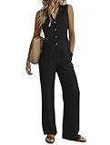Fakanhui 2-teiliges Damen-Outfit aus Leinen, Sommer-Weste, Anzug-Set, weites Bein, Hose, Business, Freizeit, Urlaub, Arbeitssets