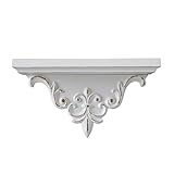 Sintosin Wandregal Vintage 36 cm, Barock Dekorative Schweberegale Weiss, Antike Gold Regale Weiß, Regalbrett Wanddeko, Wand Regal für Wohnzimmer Schlafzimmer Flur