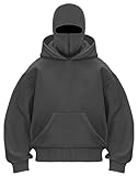 OLIPHEE Einfarbig Kapuzenpullover Herren Warm mit Sturmhaube Casual Hoodie Herren mit Half Zip und Tasche Lockeres Sweatshirt Herren Y2K Tops Grau S
