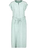 Gerry Weber Damen Kleid aus Baumwolle Leinen Kurzarm Kleid Gewebe Sommerkleid Melange wadenlang Grün/Ecru/Weiss Gemustert 40