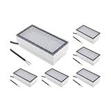 ledscom.de 6 Stück LED Pflasterstein Bodeneinbauleuchte CUS für außen, IP67, eckig, 20 x 10cm, 2,8 W, 251lm, warmweiß