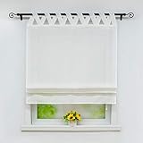 Joyswahl Raffrollo Halbtransparentes Unifarbiges Bändchenrollo »Mila« Schals mit Schlaufen Fenster Vorhänge BxH 100x140cm Weiß 1er Pack
