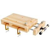 Wiltec Tragbare Hobelbank 45,5x28x7 cm & Schraubstock Mini-Werkbank aus Buchenholz Mobil Tragbar für Klemmen Hobeln