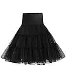 Wikoan Petticoat Unterrock Kurz Tutu Rock Retro Reifrock Damen Crinoline Petticoat Rockabilly Underskirt Schwarz M