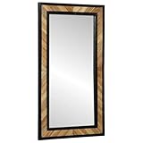 vidaXL Spiegel Schwarz und Braun 90 x 2 x 50 cm Massivholz Akazie, Wandspiegel fürs Wohnzimmer, rechteckig, rustikales Design, schickes Deko-Element, praktisch und langlebig