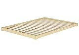 Erst-Holz®Niedrigbett unbehandeltes Holz 140x200 Fichte Tanne V-60.47N-14Rollrost inkl.