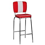 FineBuy Barhocker American Diner 50er Jahre Retro Barstuhl, Sitzfläche mit Rücken-Lehne, Fußstütze, Sitzhöhe 76 cm